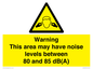 WV14343: Warning Noise Levels in this area between 80 and 85 dB