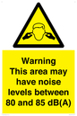 WV14343: Warning Noise Levels in this area between 80 and 85 dB