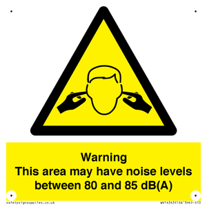 WV14343: Warning Noise Levels in this area between 80 and 85 dB