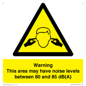 WV14343: Warning Noise Levels in this area between 80 and 85 dB