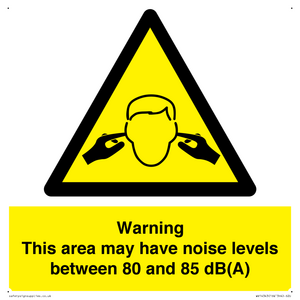 WV14343: Warning Noise Levels in this area between 80 and 85 dB