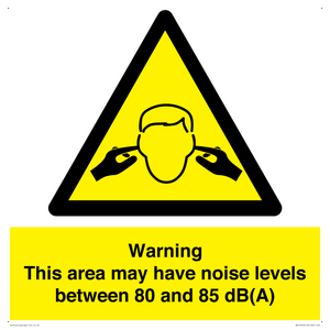 WV14343: Warning Noise Levels in this area between 80 and 85 dB
