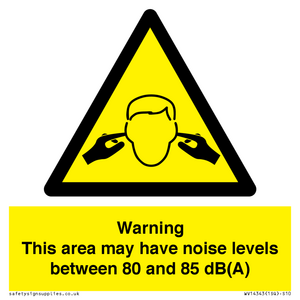 WV14343: Warning Noise Levels in this area between 80 and 85 dB