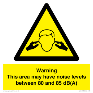 WV14343: Warning Noise Levels in this area between 80 and 85 dB