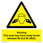 WV14343: Warning Noise Levels in this area between 80 and 85 dB