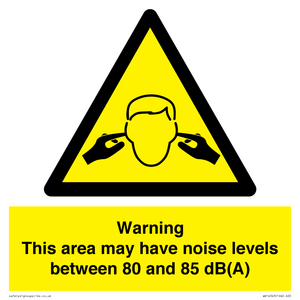 WV14343: Warning Noise Levels in this area between 80 and 85 dB