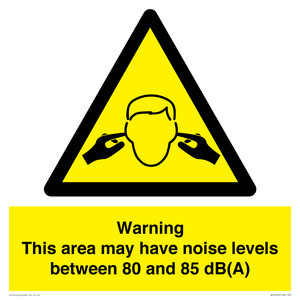 WV14343: Warning Noise Levels in this area between 80 and 85 dB