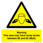 WV14343: Warning Noise Levels in this area between 80 and 85 dB