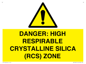 WV16401: DANGER: HIGH RESPIRABLE CRYSTALLINE SILICA (RCS) ZONE
