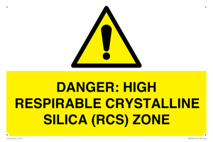 WV16401: DANGER: HIGH RESPIRABLE CRYSTALLINE SILICA (RCS) ZONE