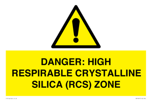 WV16401: DANGER: HIGH RESPIRABLE CRYSTALLINE SILICA (RCS) ZONE