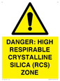 WV16401: DANGER: HIGH RESPIRABLE CRYSTALLINE SILICA (RCS) ZONE
