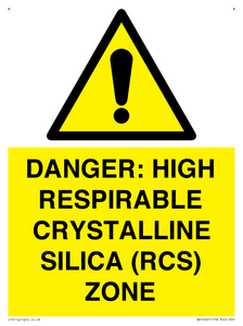 WV16401: DANGER: HIGH RESPIRABLE CRYSTALLINE SILICA (RCS) ZONE