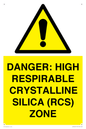 WV16401: DANGER: HIGH RESPIRABLE CRYSTALLINE SILICA (RCS) ZONE