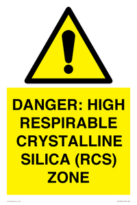WV16401: DANGER: HIGH RESPIRABLE CRYSTALLINE SILICA (RCS) ZONE