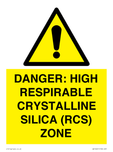 WV16401: DANGER: HIGH RESPIRABLE CRYSTALLINE SILICA (RCS) ZONE