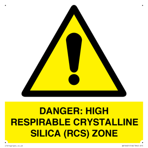WV16401: DANGER: HIGH RESPIRABLE CRYSTALLINE SILICA (RCS) ZONE