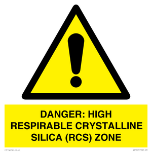 WV16401: DANGER: HIGH RESPIRABLE CRYSTALLINE SILICA (RCS) ZONE