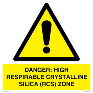 WV16401: DANGER: HIGH RESPIRABLE CRYSTALLINE SILICA (RCS) ZONE
