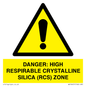 WV16401: DANGER: HIGH RESPIRABLE CRYSTALLINE SILICA (RCS) ZONE