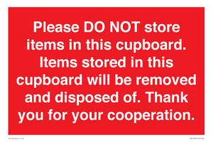 WV16523: please do not store items in this cupboard