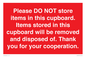 WV16523: please do not store items in this cupboard