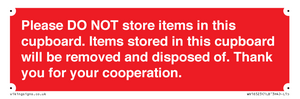 WV16523: please do not store items in this cupboard