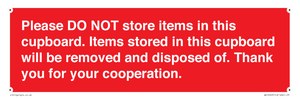 WV16523: please do not store items in this cupboard
