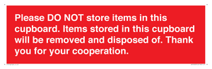 WV16523: please do not store items in this cupboard