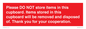WV16523: please do not store items in this cupboard