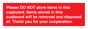 WV16523: please do not store items in this cupboard