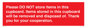 WV16523: please do not store items in this cupboard