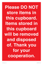WV16523: please do not store items in this cupboard