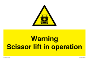 WV17048: Warning Scissor lift in operation