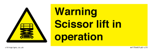 WV17048: Warning Scissor lift in operation