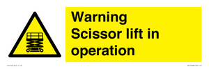 WV17048: Warning Scissor lift in operation