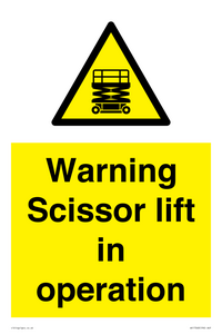 WV17048: Warning Scissor lift in operation