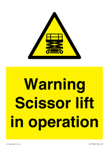 WV17048: Warning Scissor lift in operation