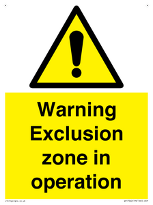 WV17062: Warning Exclusion zone in operation