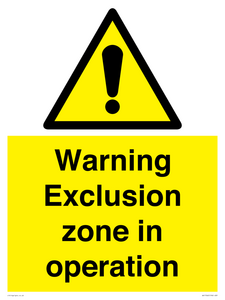 WV17062: Warning Exclusion zone in operation
