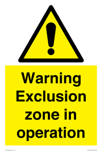 WV17062: Warning Exclusion zone in operation