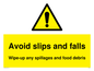 WV5666: Avoid slips and falls Wipe-up any spillages and food debris
