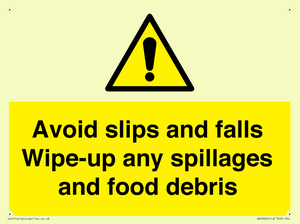 WV5666: Avoid slips and falls Wipe-up any spillages and food debris