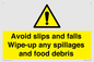 WV5666: Avoid slips and falls Wipe-up any spillages and food debris