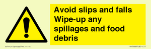 WV5666: Avoid slips and falls Wipe-up any spillages and food debris