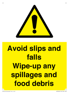 WV5666: Avoid slips and falls Wipe-up any spillages and food debris