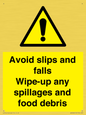 WV5666: Avoid slips and falls Wipe-up any spillages and food debris