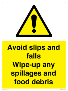 WV5666: Avoid slips and falls Wipe-up any spillages and food debris