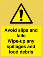 WV5666: Avoid slips and falls Wipe-up any spillages and food debris