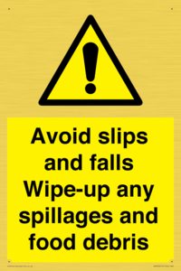 WV5666: Avoid slips and falls Wipe-up any spillages and food debris